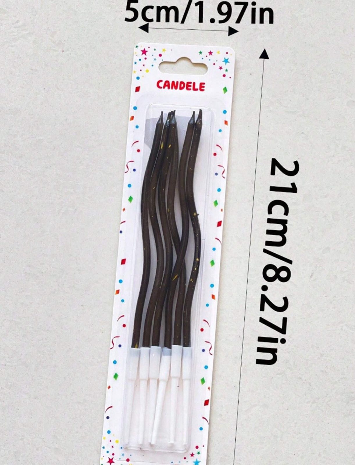 6pcs Black Curved Cake Candle