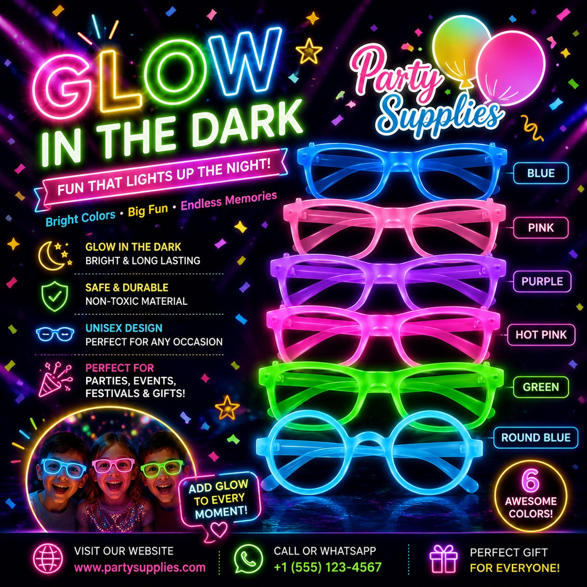1pcs Glow in the dark Party Neon Glasses