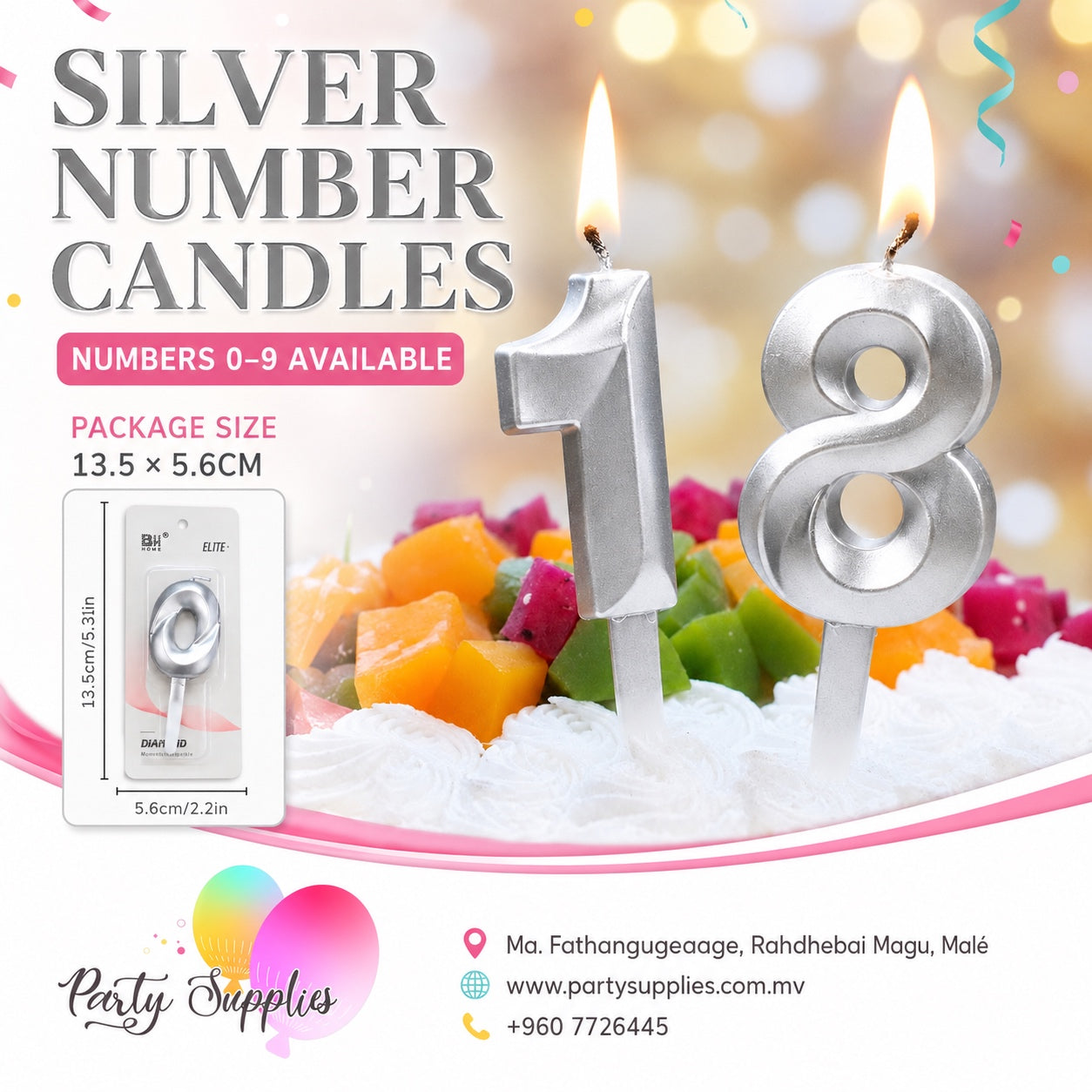 1pcs Silver Number candle