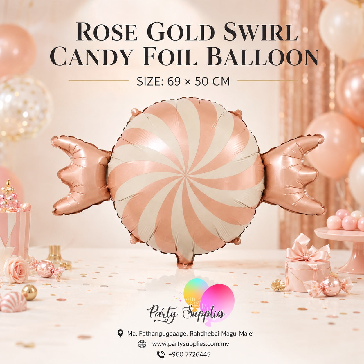 Rose Gold Swirl Candy Foil Banner