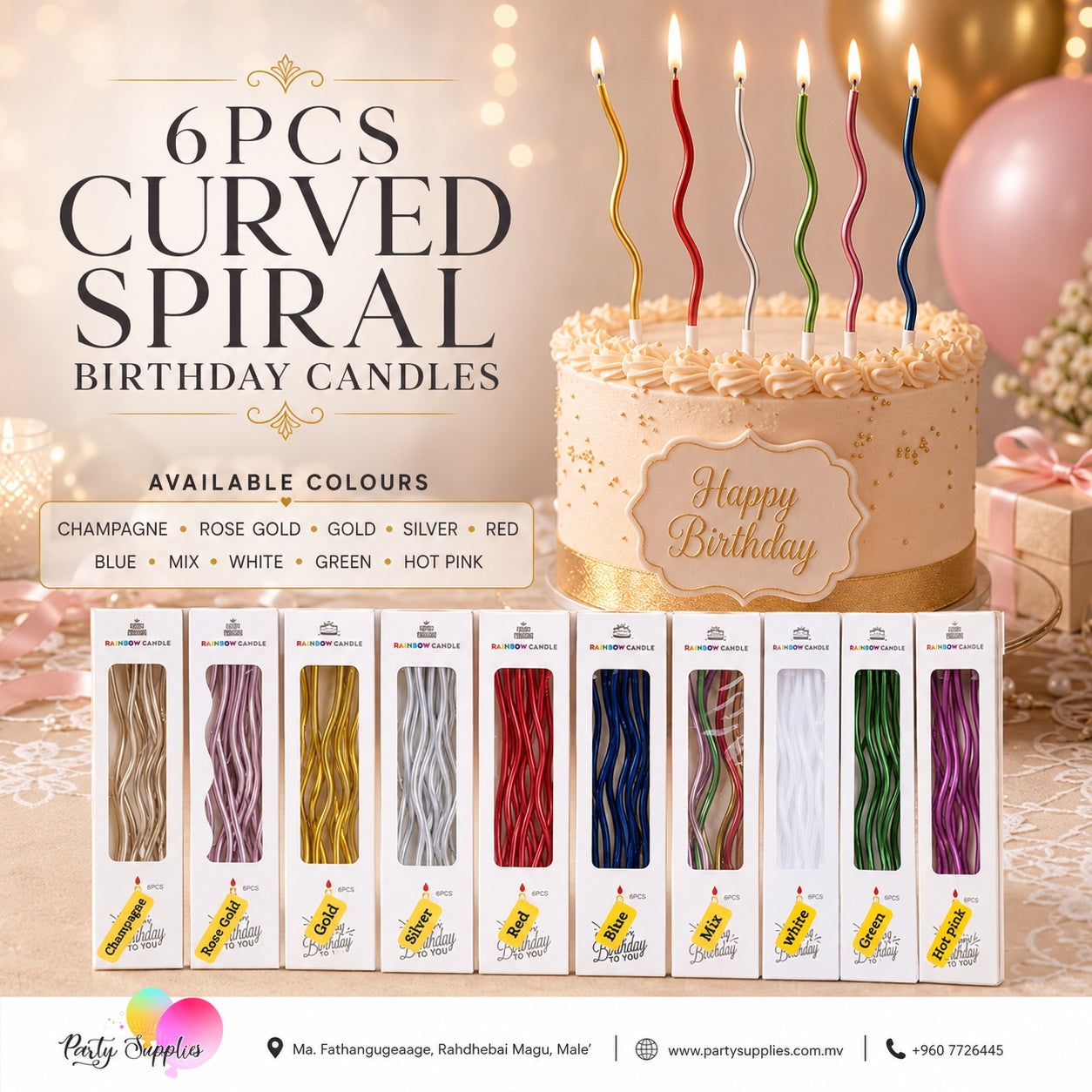 6pcs Curved Cake Candle