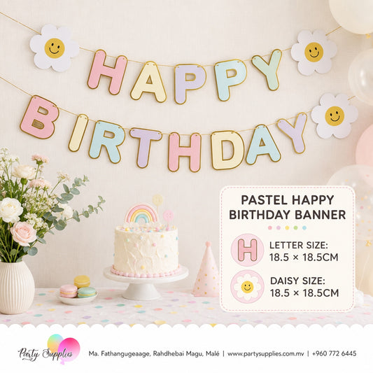 Pastel Colours Happy Birthday Pull Flag Banner