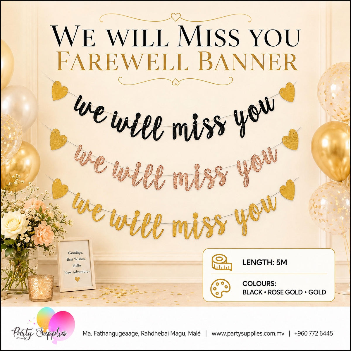 We Will Miss You Glitter Banner
