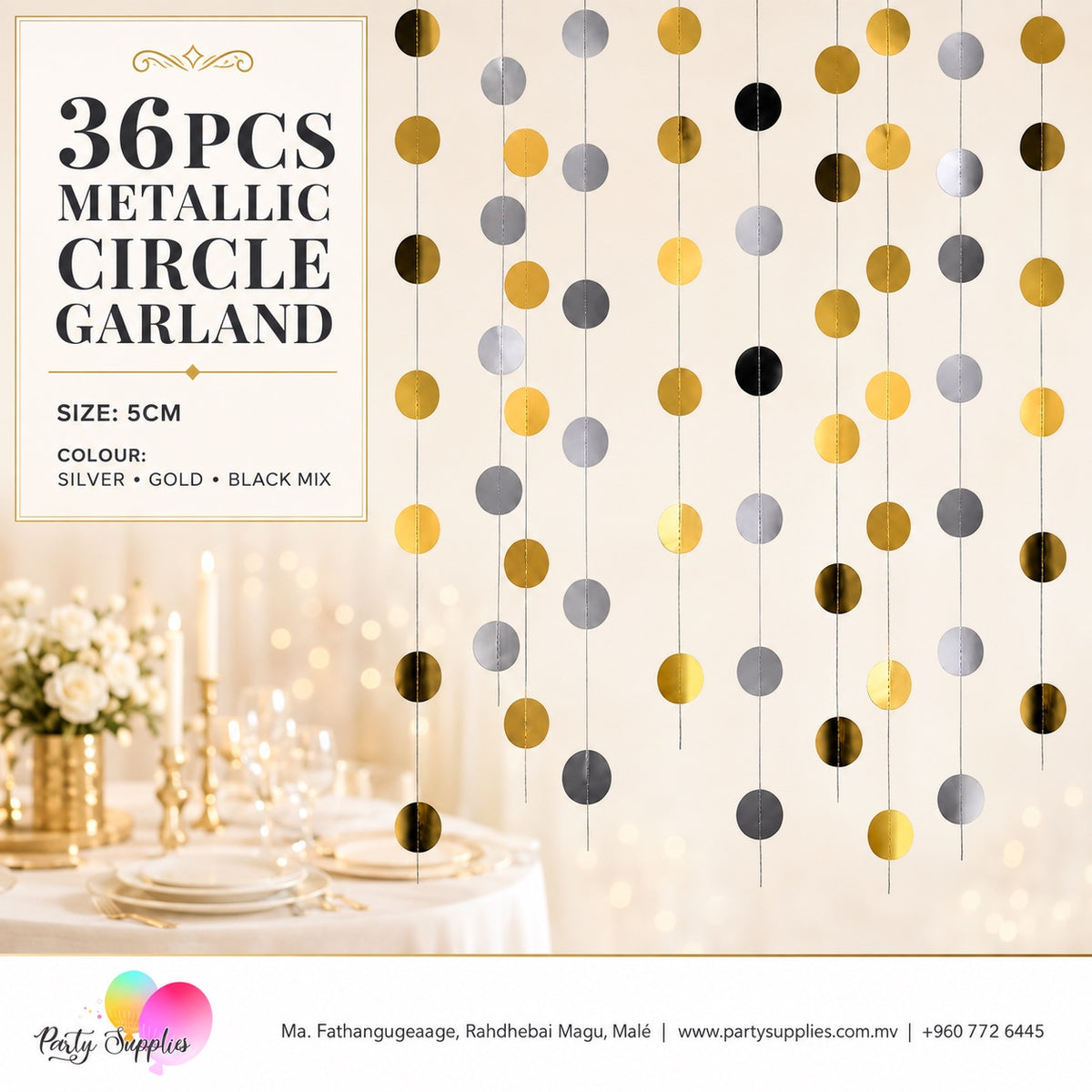36pcs metallic circle Hanging Decorations