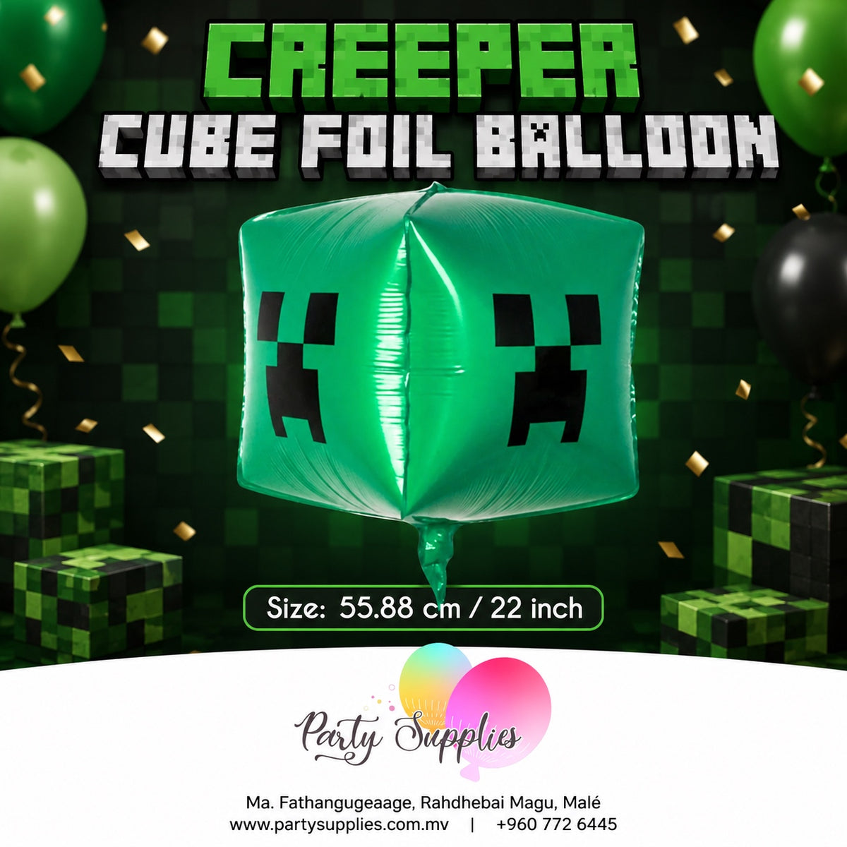 1pcs 22inch Creeper Cube Foil Balloon