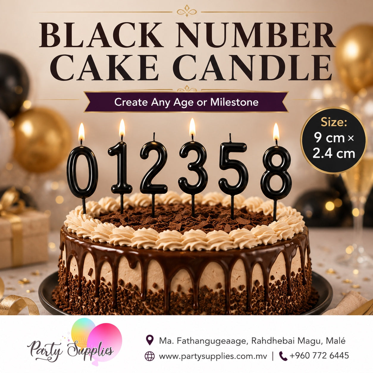 Black Number Cake Candle