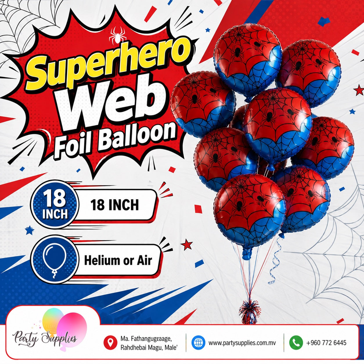 1pcs 18inch Red and Blue Spiderman Round Foil Balloons