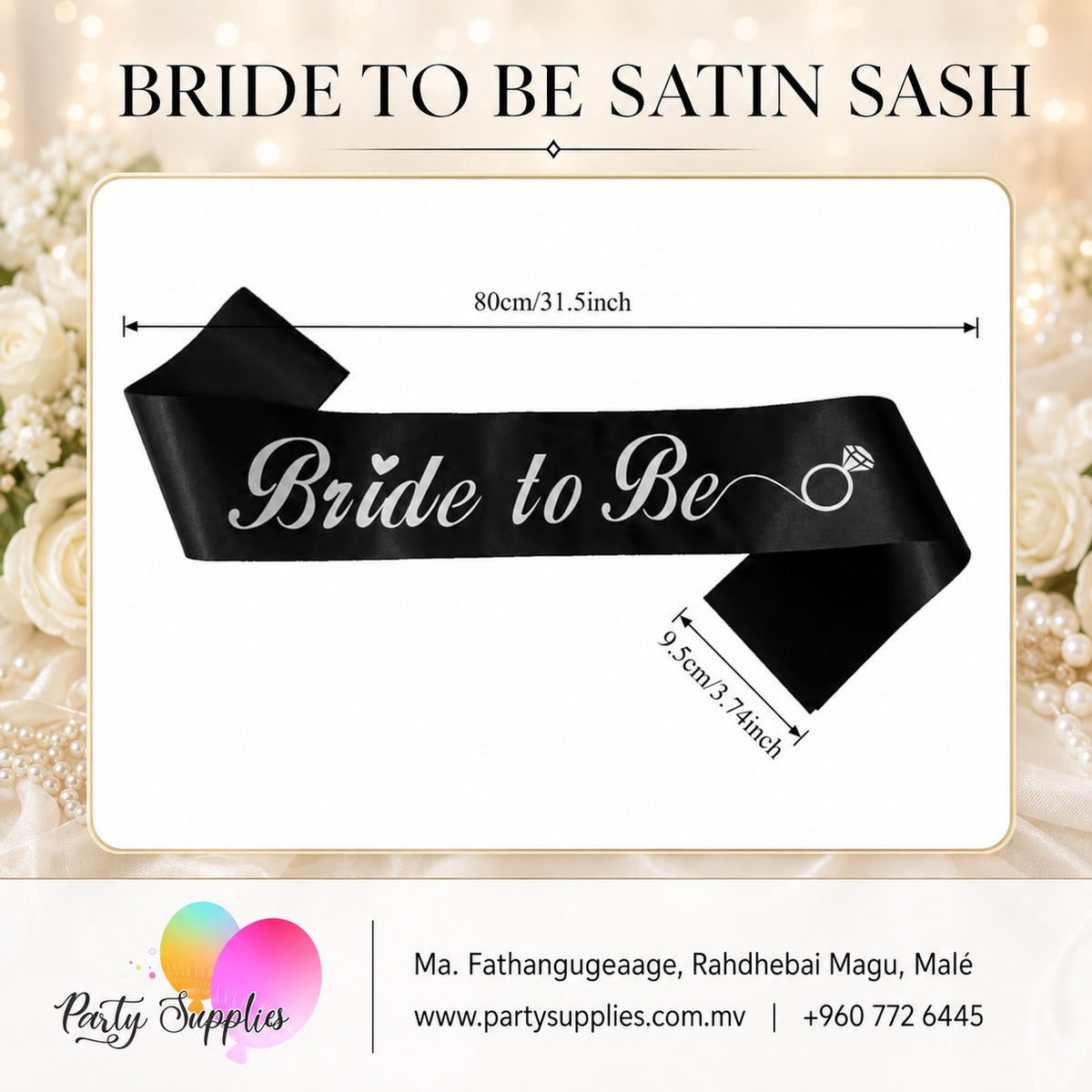 Black and White Bride to Be Sash