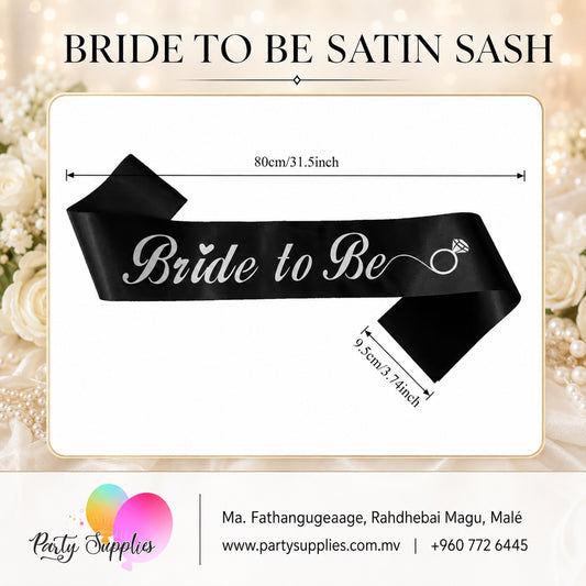 Black and White Bride to Be Sash