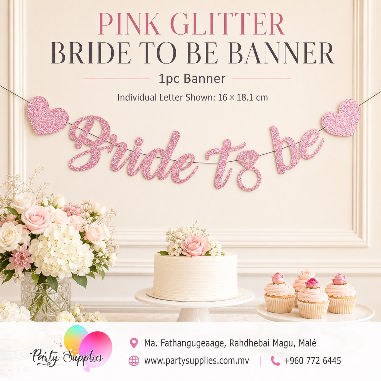 Pink Glitter Bride to be Banner