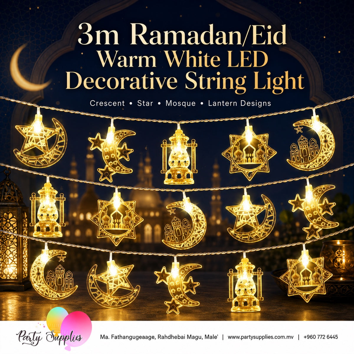 3m Ramadan / Eid Warm White Led String Light