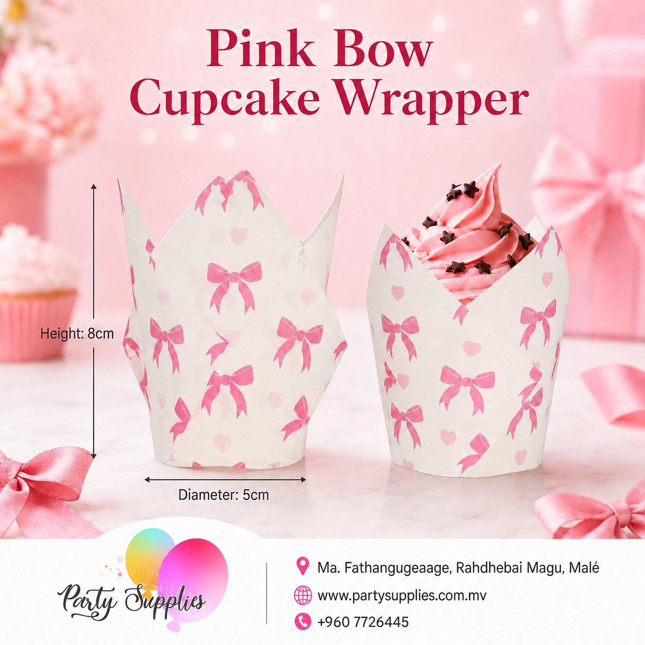 1pcs Pink Bow Cupcake Wrapper