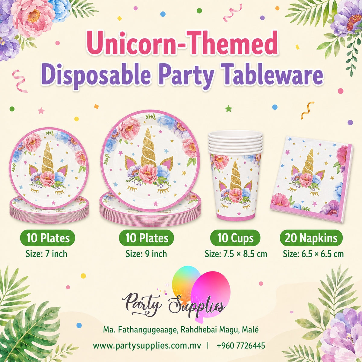 Unicorn Theme Disposable Party Dinnerware set