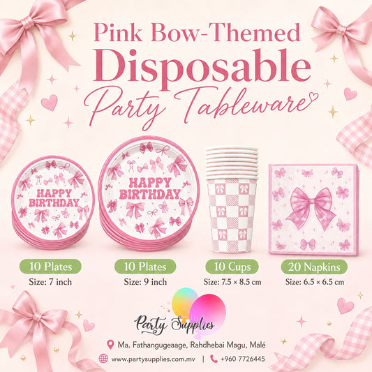 Pink Bow Theme Dinnerware, Plates, Cups, Plates