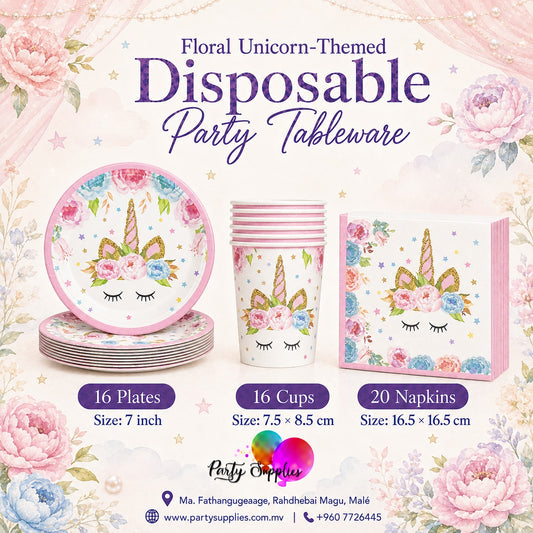 Floral Unicorn Theme Dinnerware Set