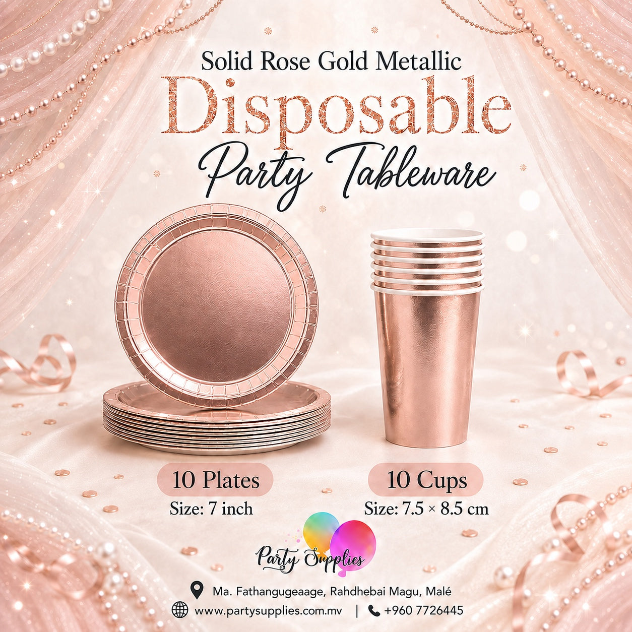 Solid Rose Gold Metallic Dinnerware