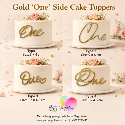 Gold "One" Side Cake Topper
