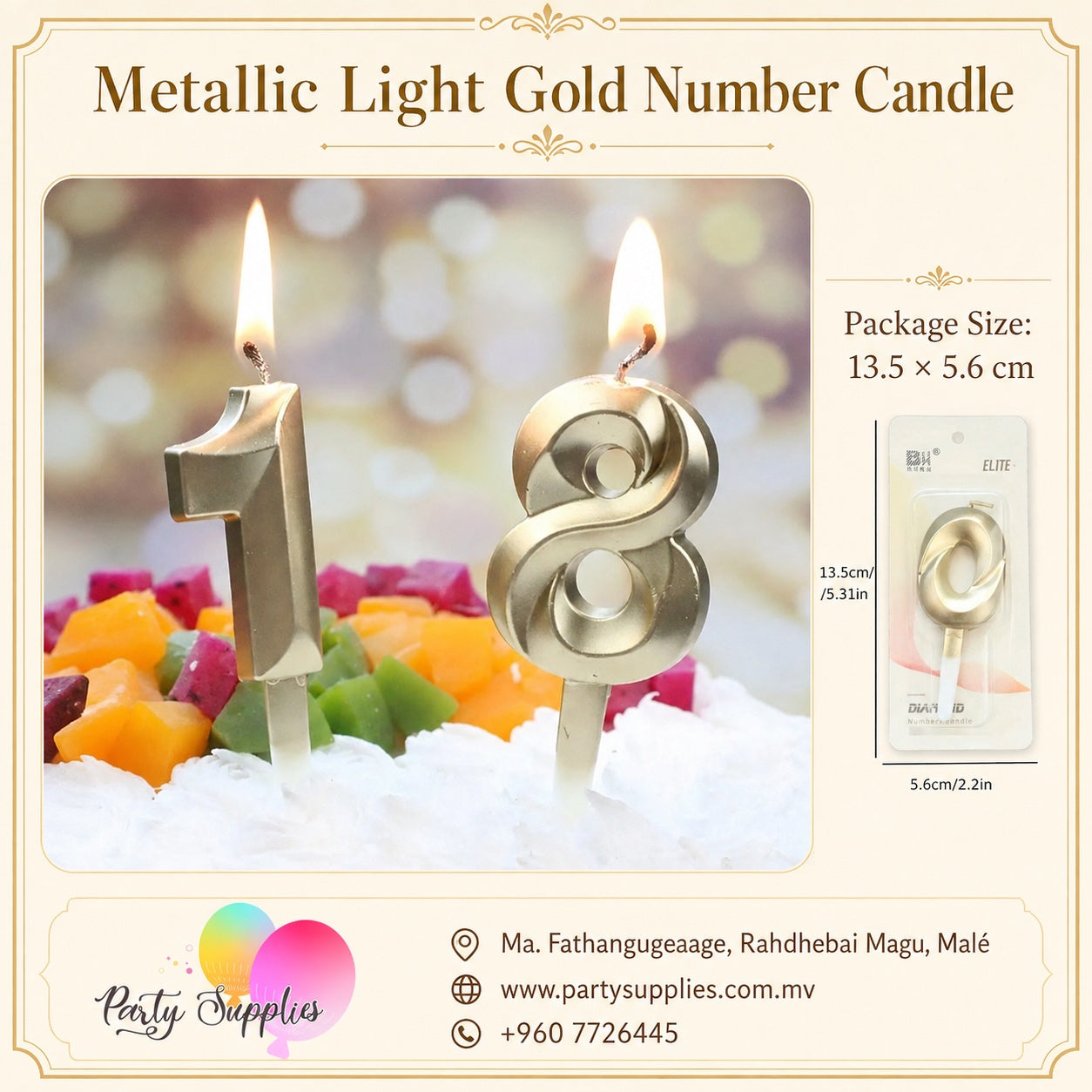 1pcs Light Gold Number candle