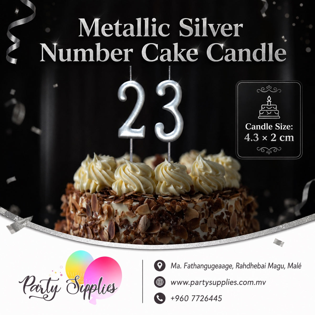 1pcs Silver Number Cake Candle