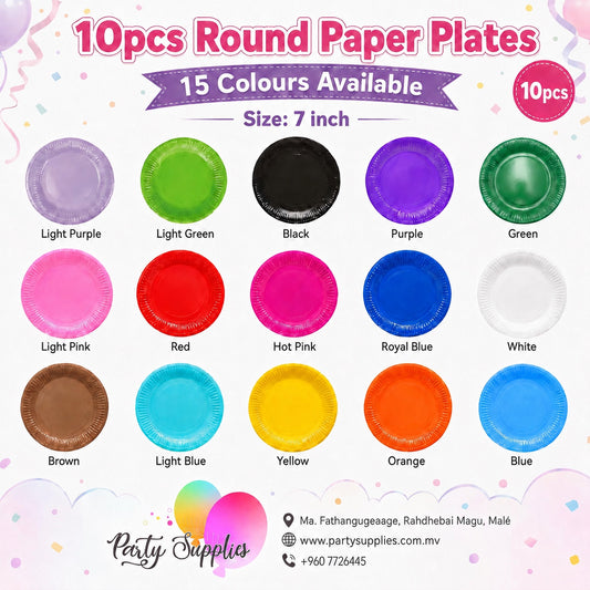 10pcs 7inch Round Paper Plates