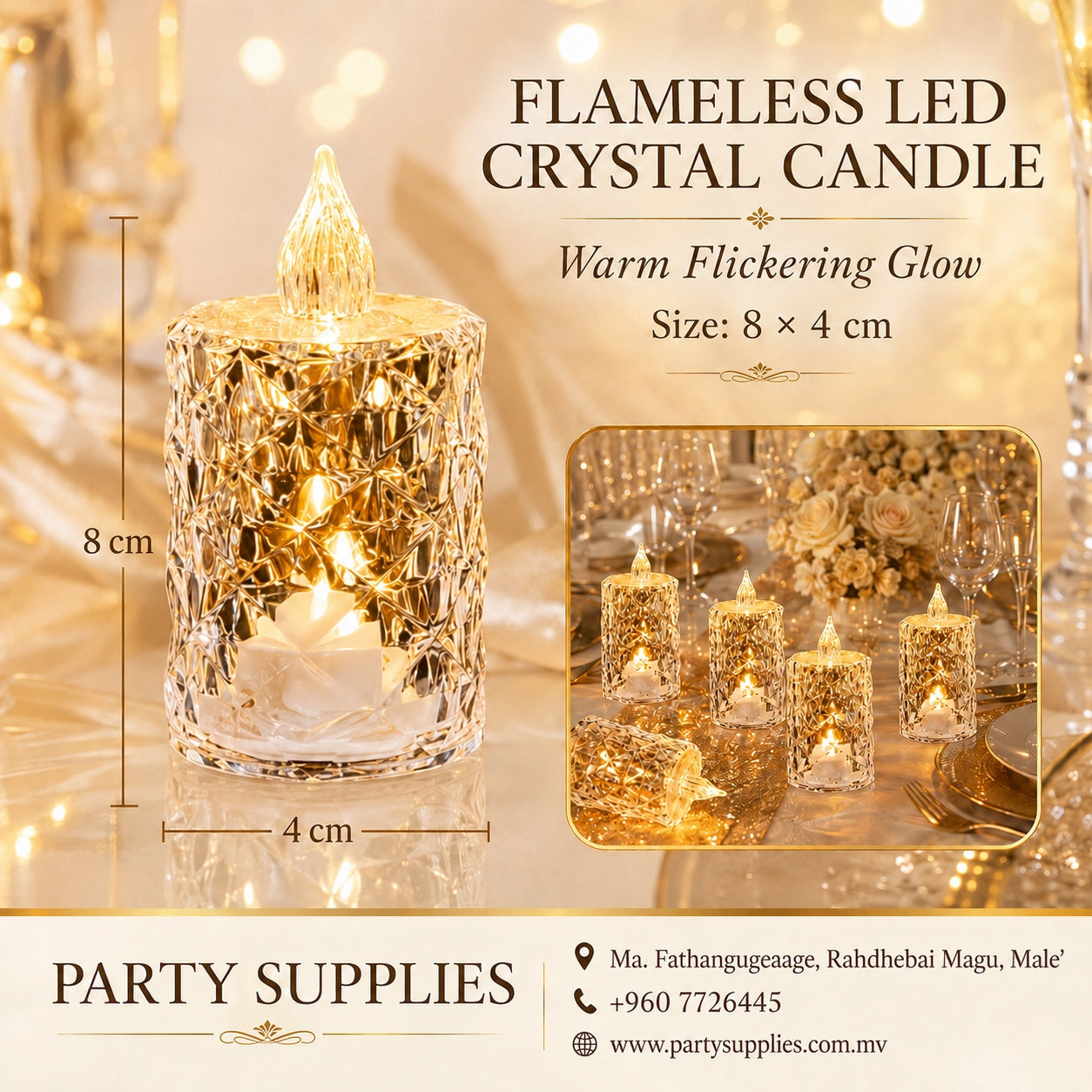 1pcs 8cm Flameless LED Crystal Battery Candle