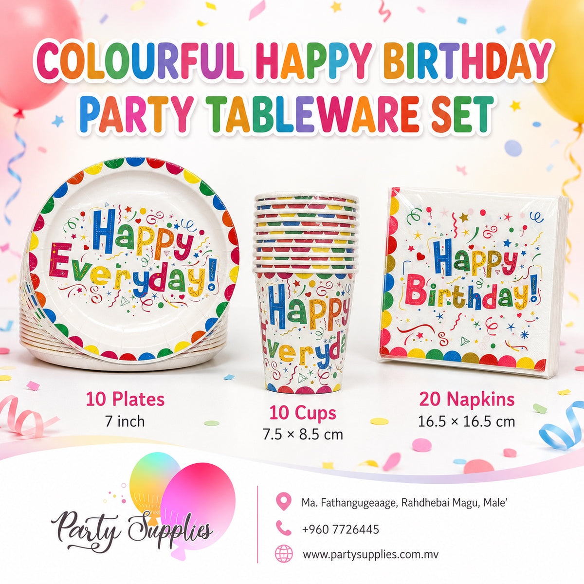 Colourfull Happy Birthday Party Dinnerware Set