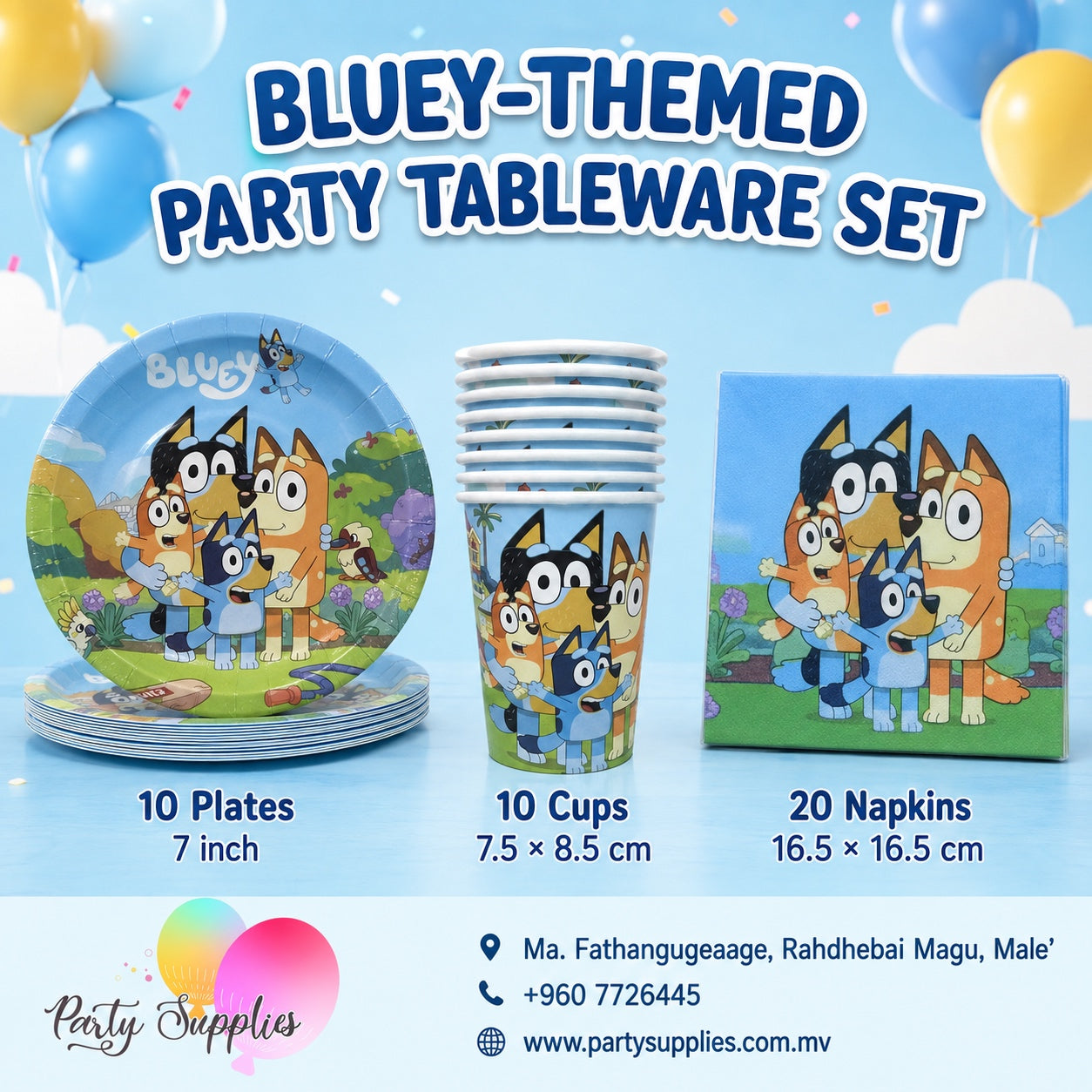 Bluey theme party dinnerware Set