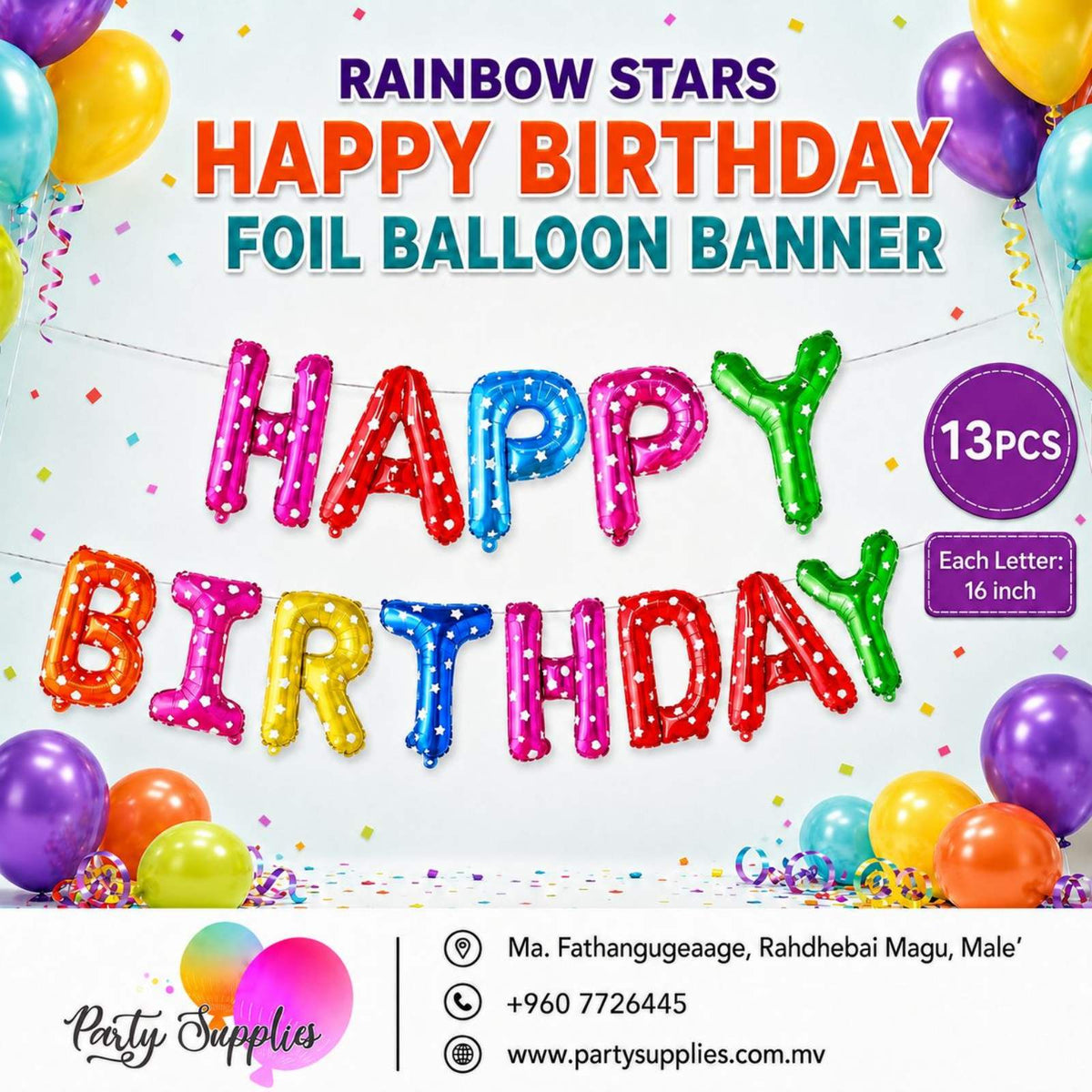 16inch rainbow Star Happy Birthday Foil Balloon