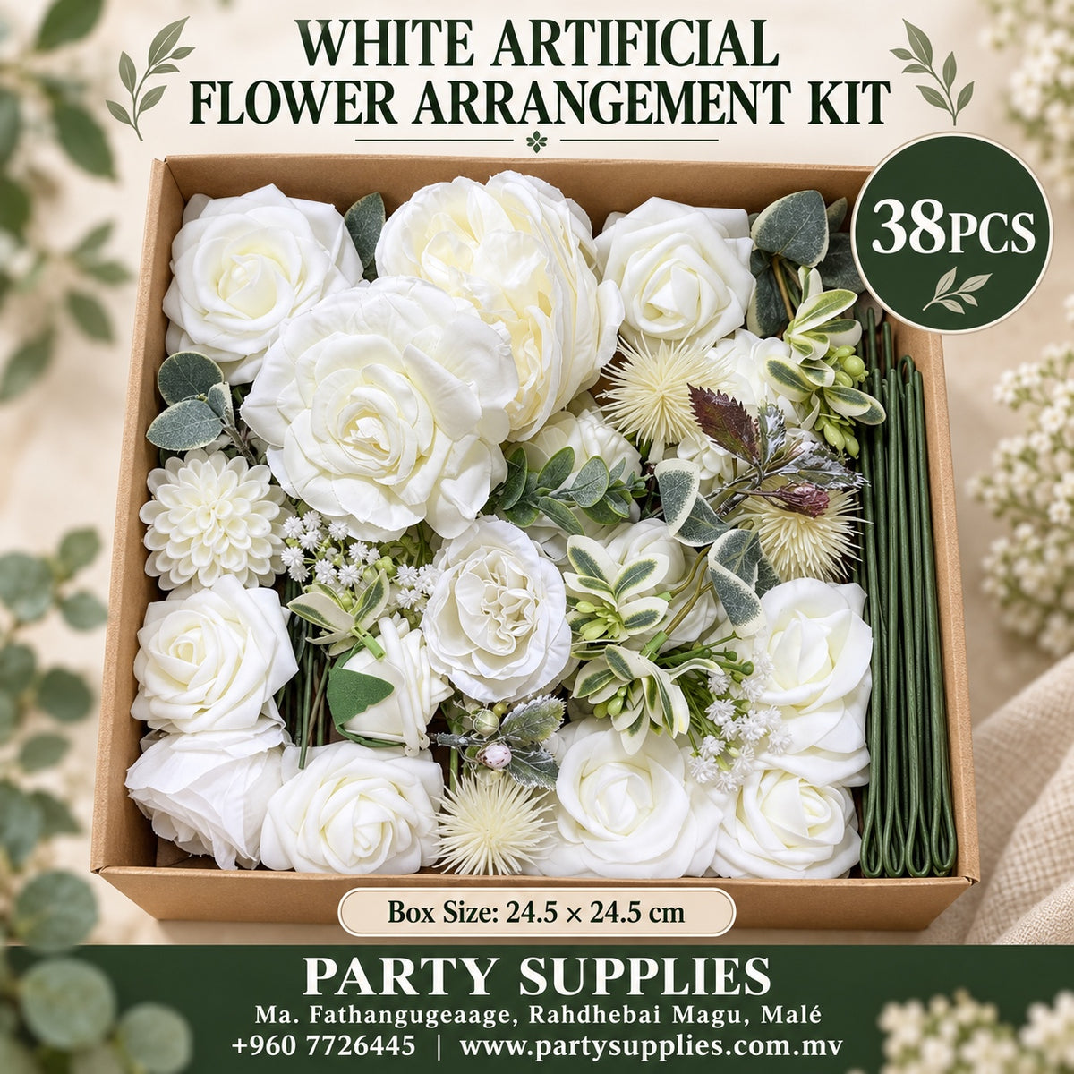 38pcs White Artificial Flower Arrangement Kit