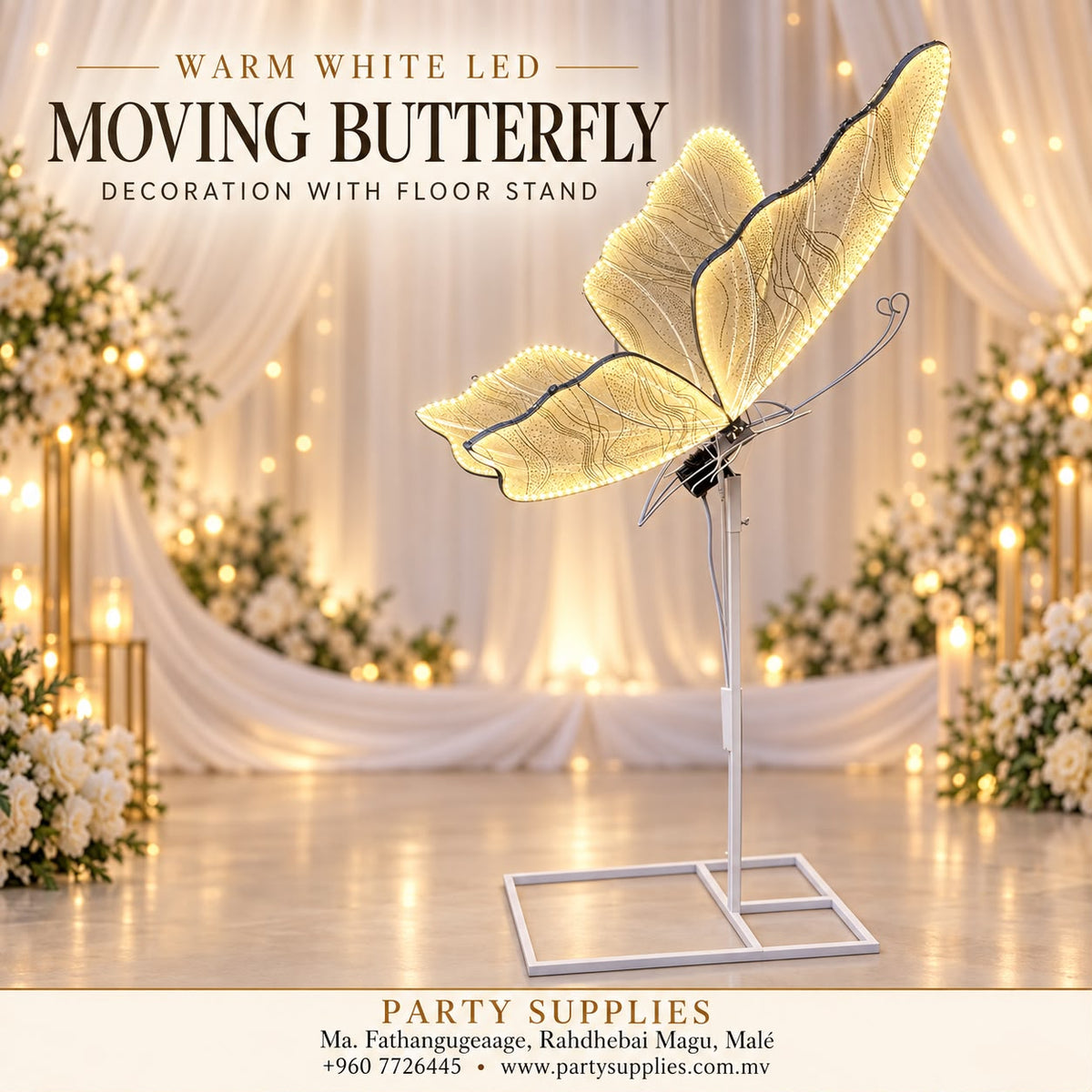 80cm Moving Warm White LED Butterfly for the Rent