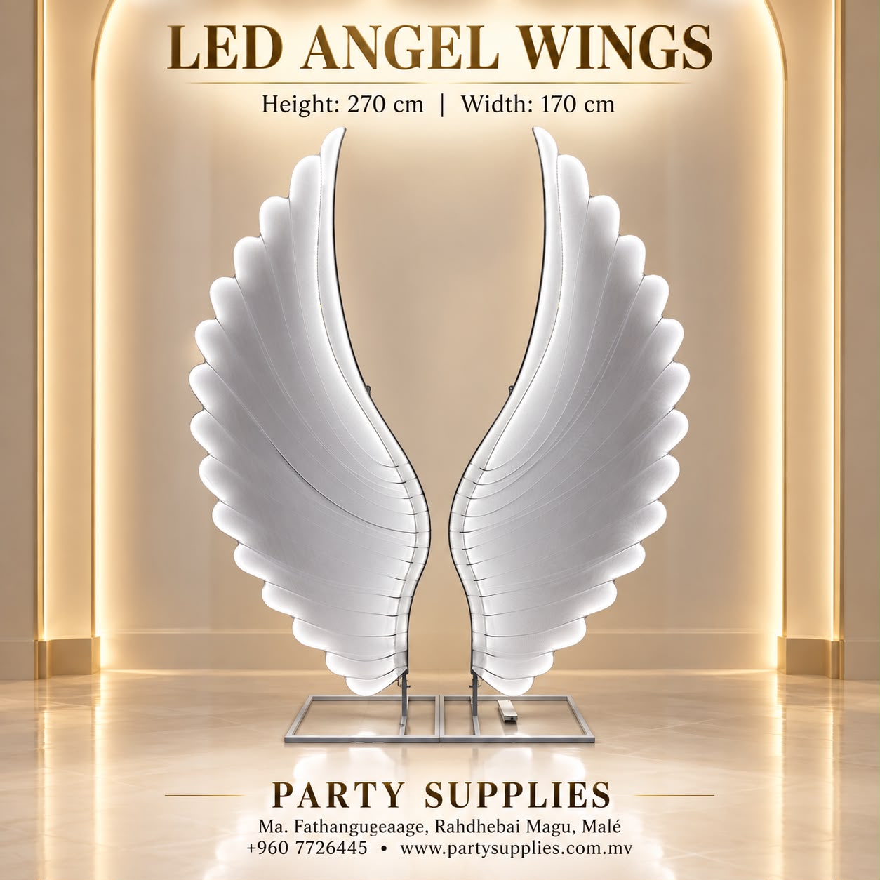 LED White Angel Wings for the Rent