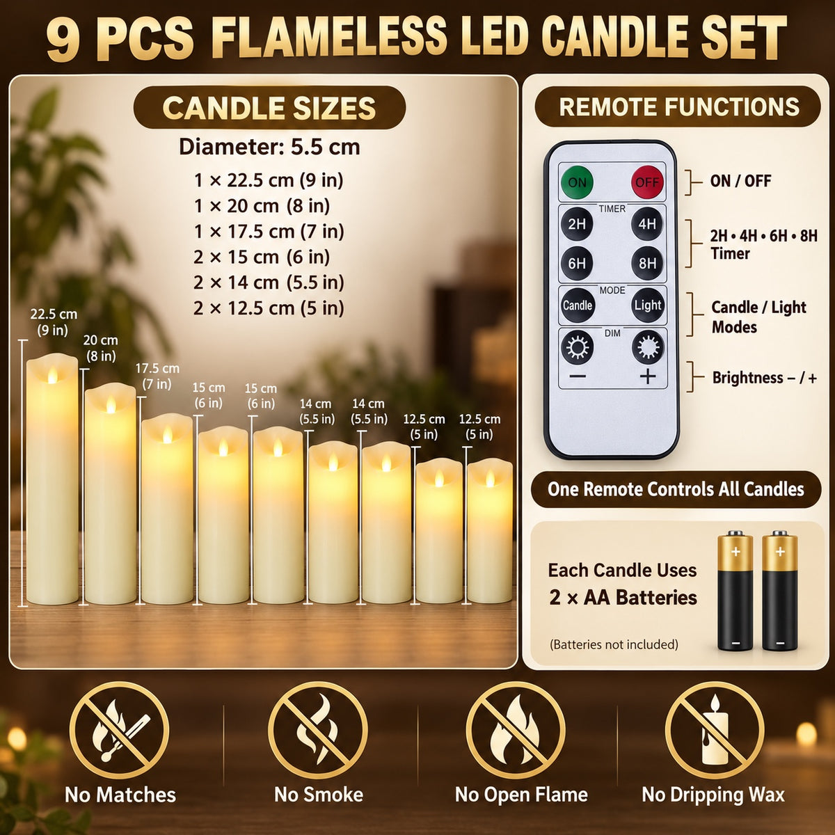 9pcs Flameless Led Candle Set