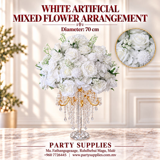 White Artificial Mixed Flower Arrangement for the Rent