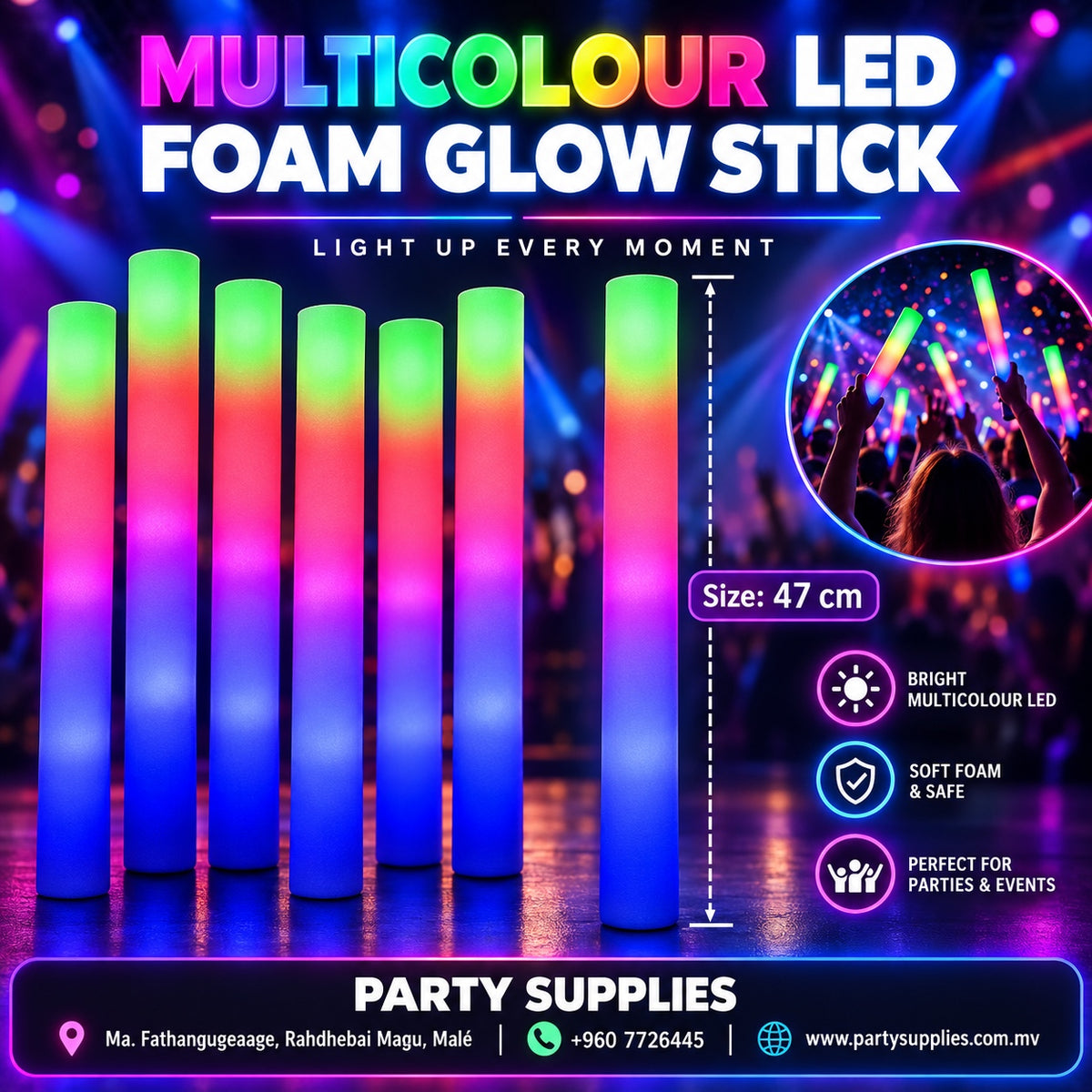 Multi Colour LED Foam Glow Sticks