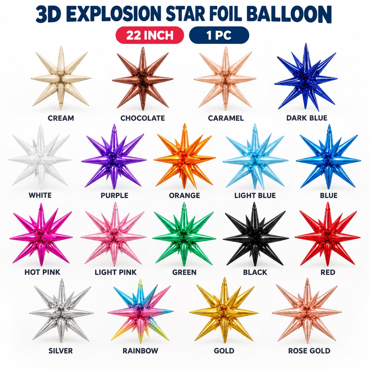 22inch 3D Explosion Star Foil Balloon