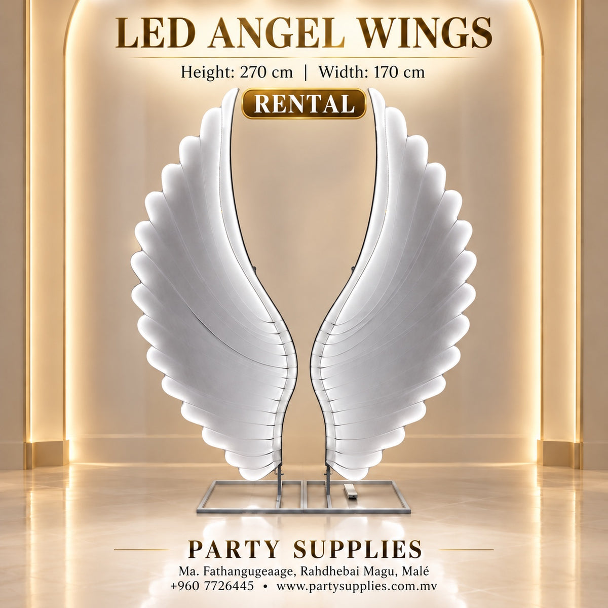 LED White Angel Wings for the Rent