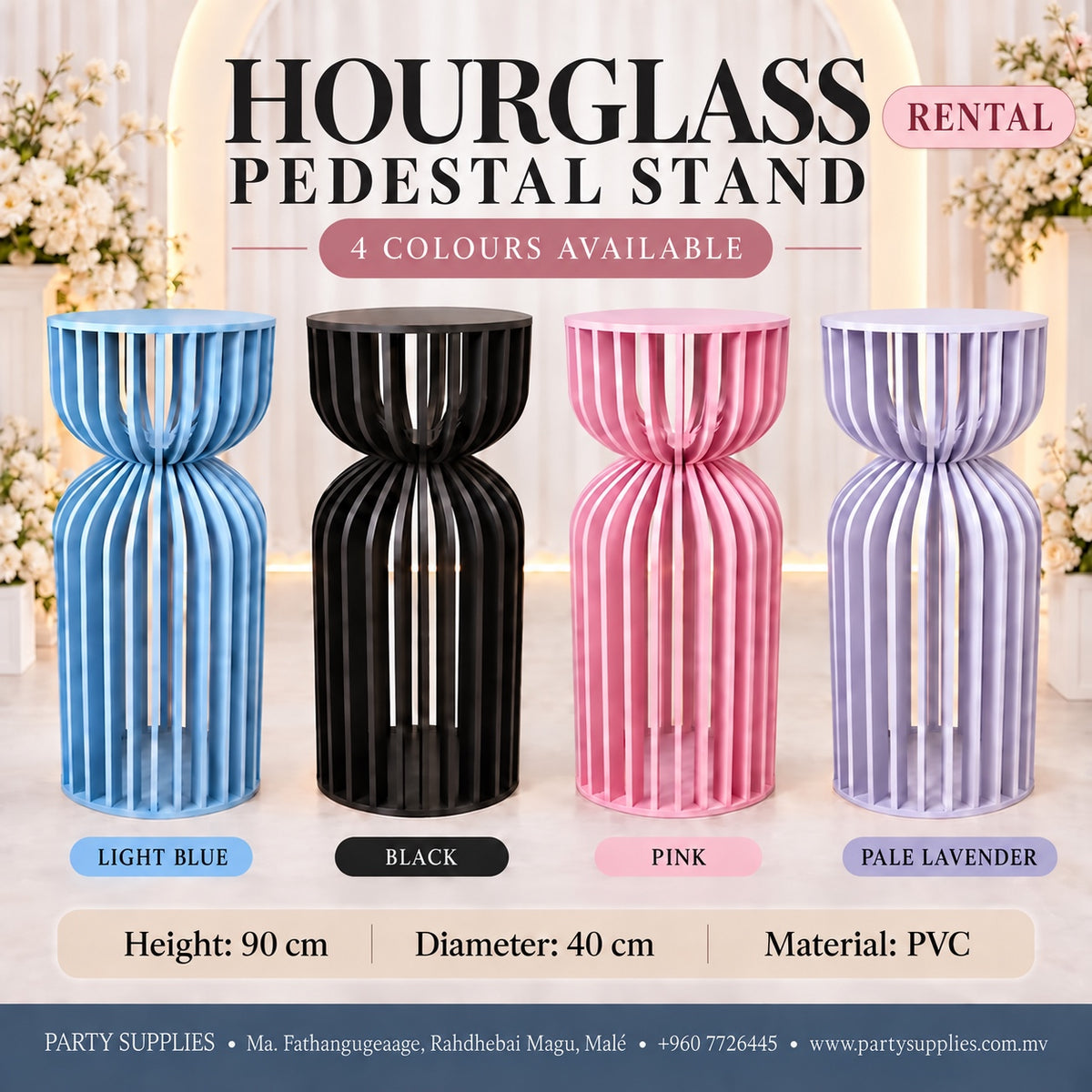 Hourglass Pedestal Cake Stand for the Rent