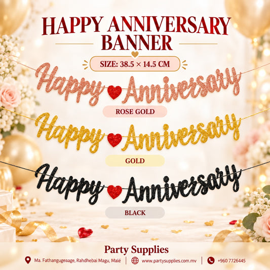 Sparkling Happy Anniversary Banner