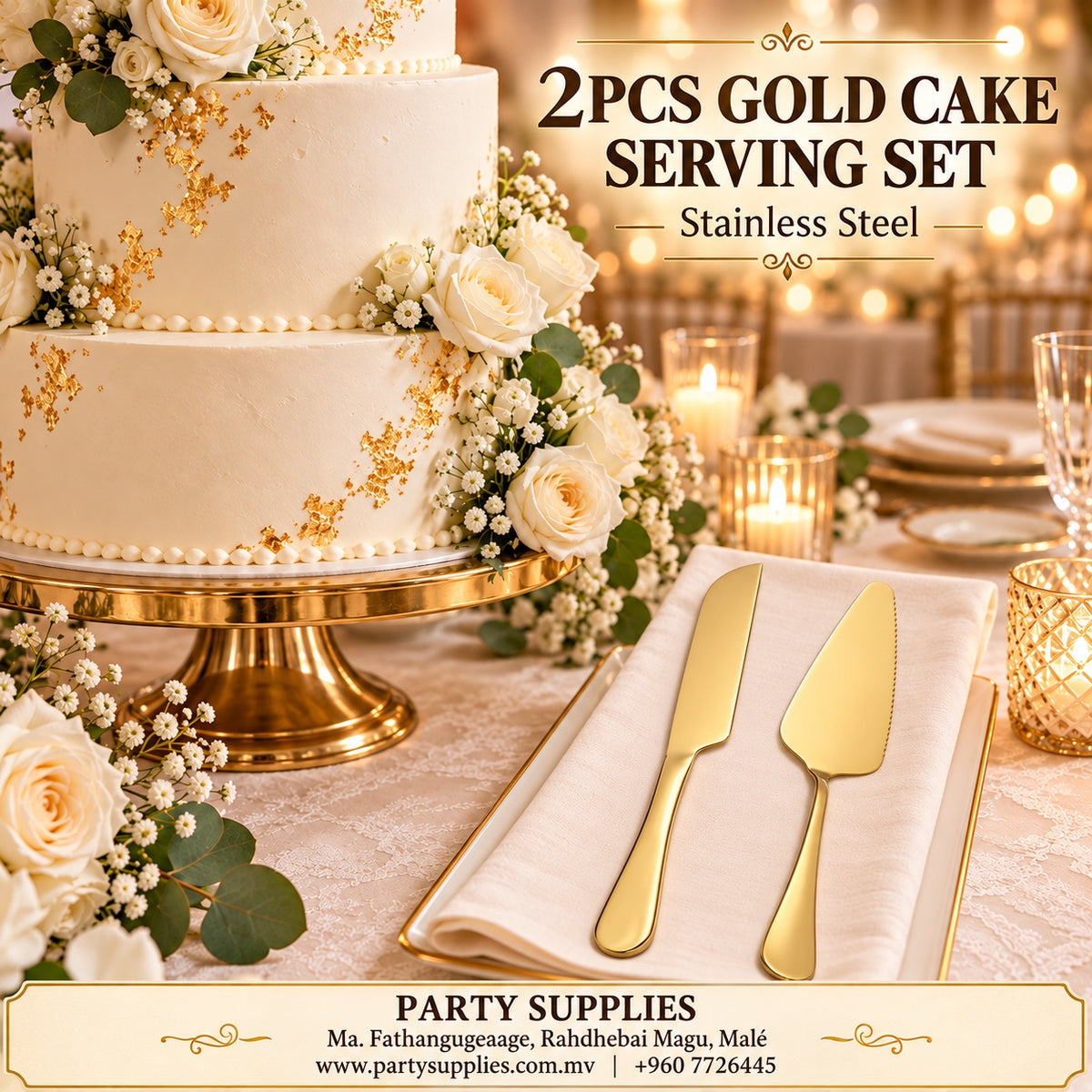 2PCS Gold Cake Serving Set