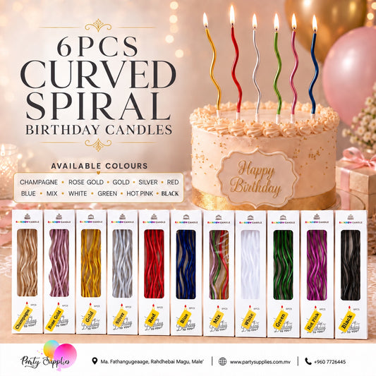 6 PCS Curved Spiral Birthday Candles
