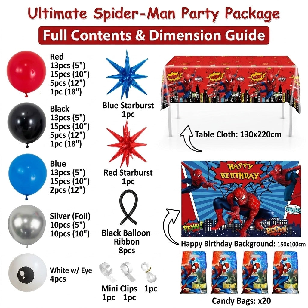 3-in-1 Spider-Man Birthday Decoration Kit