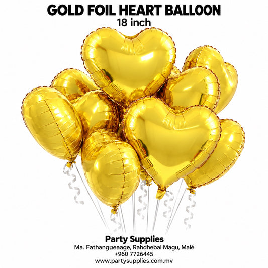 Gold Heart Foil Balloon — 18 Inch