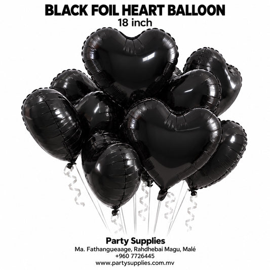 Black Heart Foil Balloon — 18 Inch