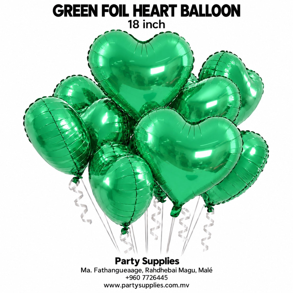 Green Heart Foil Balloon — 18 Inch