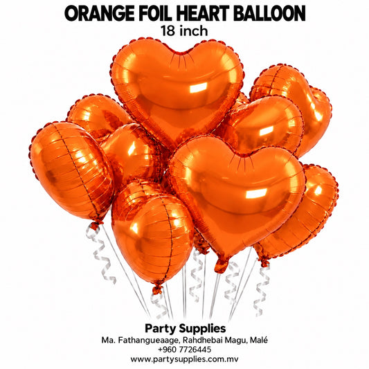 18-inch Orange Foil Heart Balloon