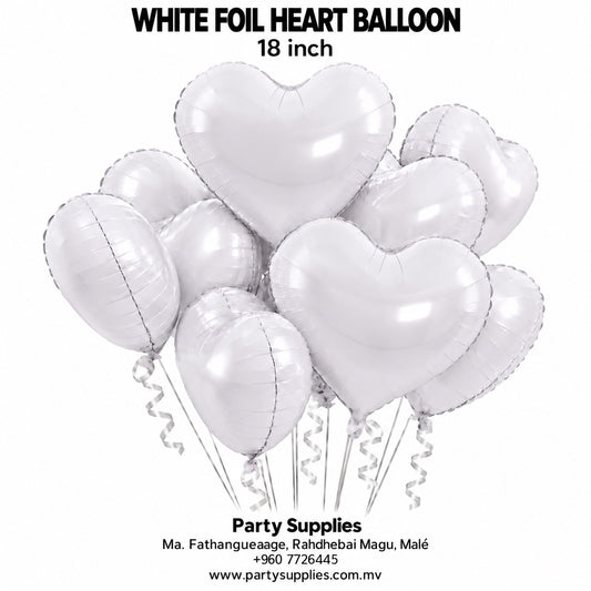 White Heart Foil Balloon — 18 Inch