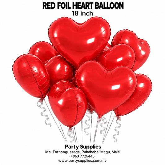 Red Heart Foil Balloon — 18 Inch