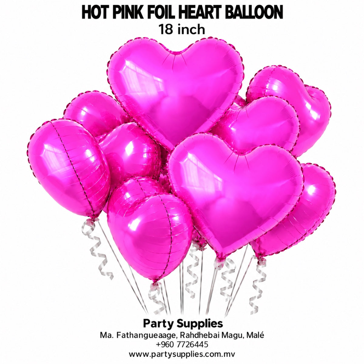 18-inch Hot Pink Foil Heart Balloon