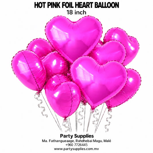 18-inch Hot Pink Foil Heart Balloon