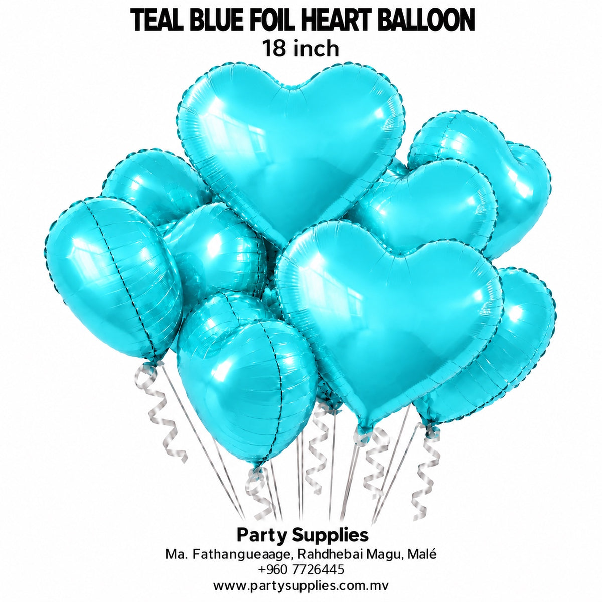 18-inch Teal Blue Foil Heart Balloon